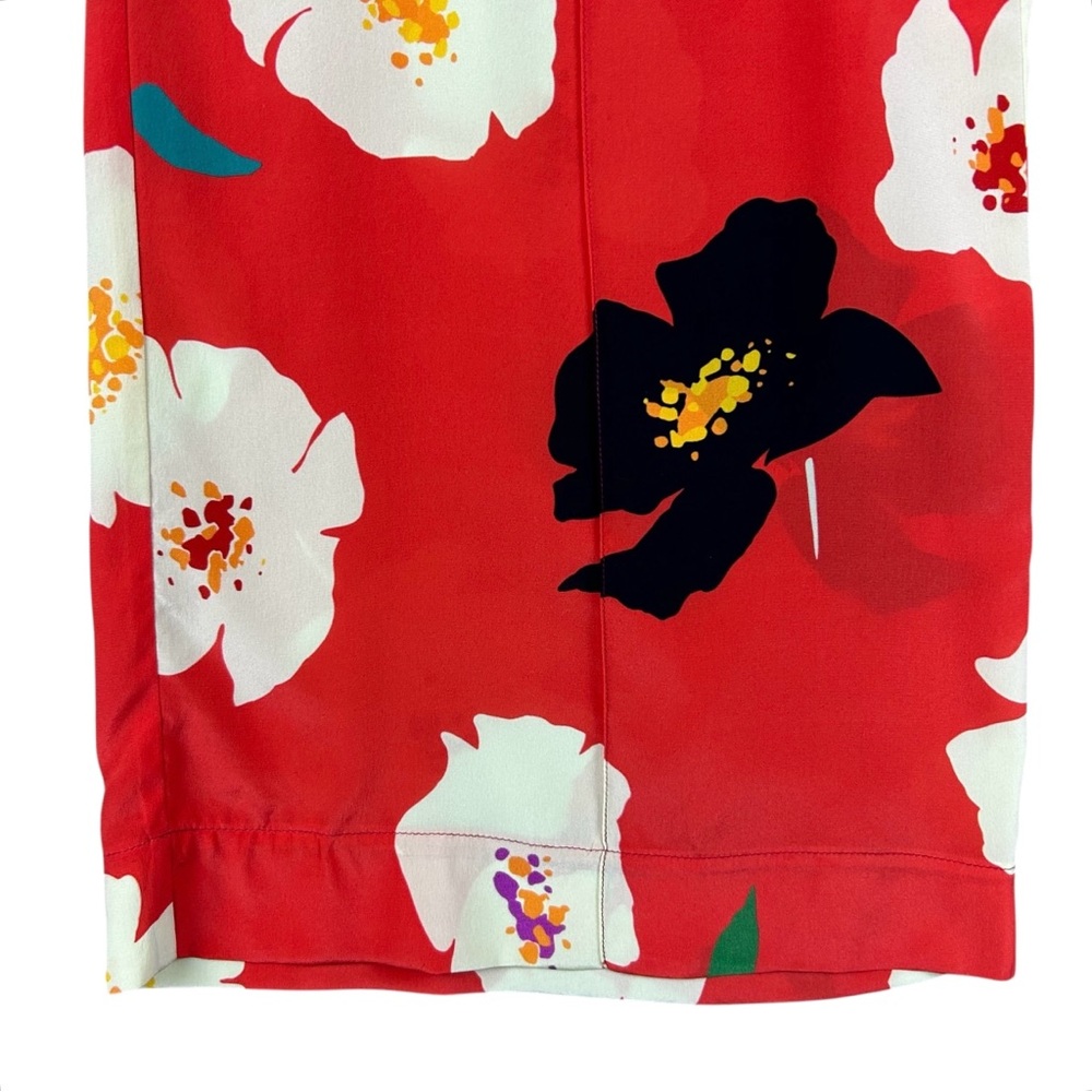 Tucker Red Floral Wide Leg Silk Pants - Picture 6 of 16